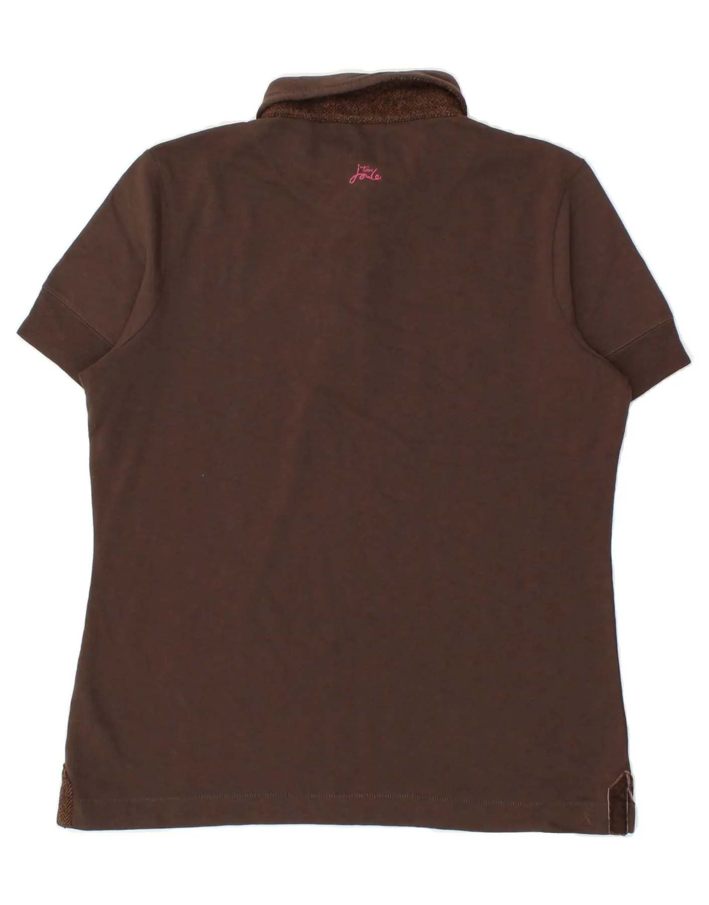 JOULES Womens Graphic Classic Fit Polo Shirt UK 16 Large Brown Cotton