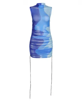 Midnight Partywear Women See Through Contrast Patchwork Mini Dress Chic Bodycon senza maniche Undefined Streetweardresses