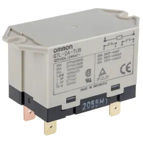Relè di potenza Omron serie G7L, DPST, bobina 24V ca, Montaggio a pannello