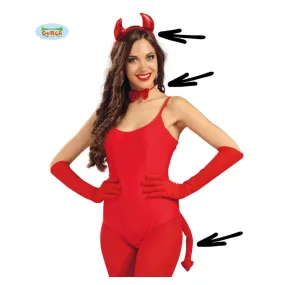 Set da Diavolo in Rosso Con Corna Papillon E Coda per Carnevale e per