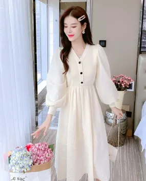 Solid Color Long Sleeve V Neck Female A Line Maxi Dress Autumn Elegant Exotic Party Club Fashion Fairy Dresses Clothe 20
